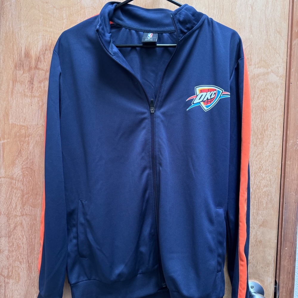 OKC thunder NBA basketball navy athletic zip up jacket mens size medium